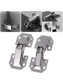180 Degree Soft Close Frog Cabinet Hinges, Stainless Steel Surface Mount Concealed Hinges, 2pcs Furniture Hardware, Suitable For Kitchen Cabinets, Bathroom Vanity, Wardrobe And Closet Doors - Small - View 2