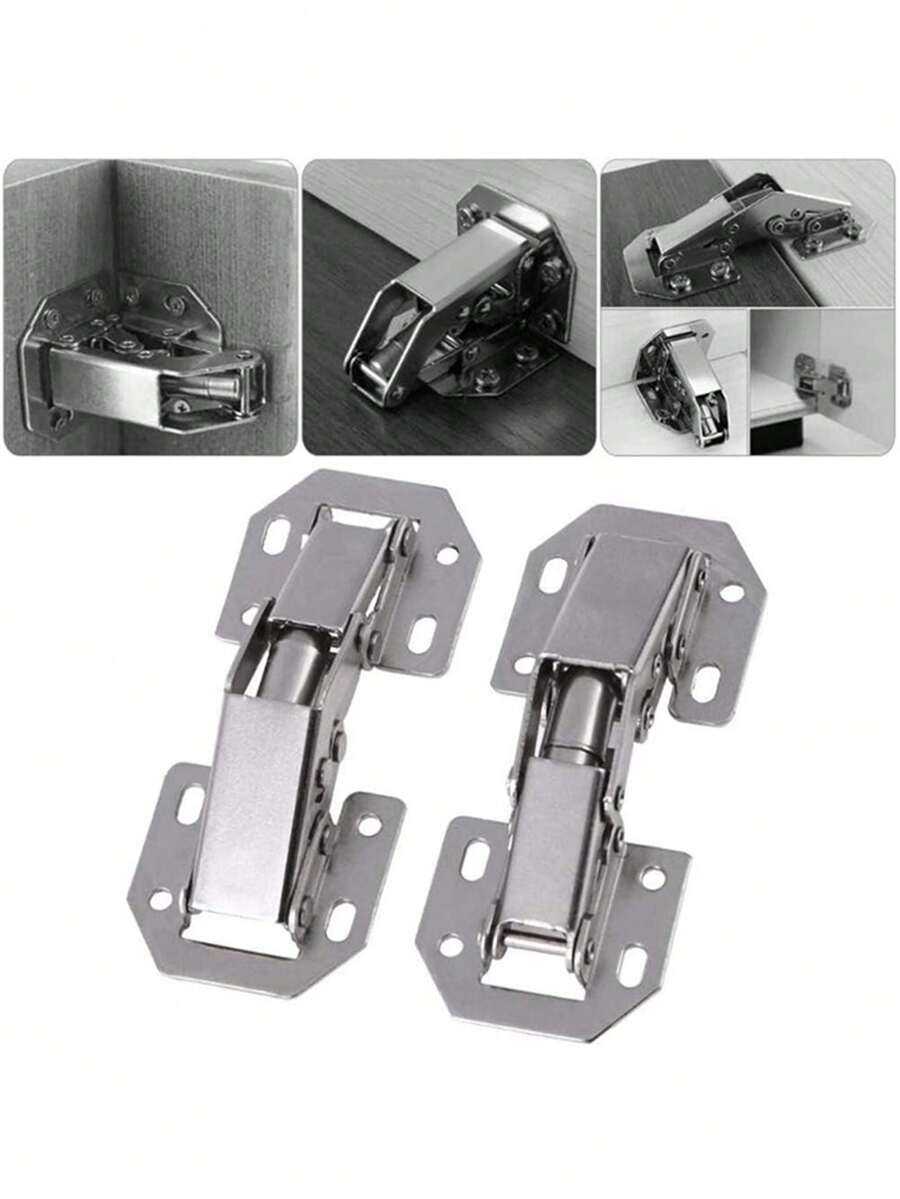 180 Degree Soft Close Frog Cabinet Hinges, Stainless Steel Surface Mount Concealed Hinges, 2pcs Furniture Hardware, Suitable For Kitchen Cabinets, Bathroom Vanity, Wardrobe And Closet Doors