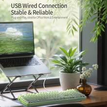 MOFii 708 Wired Keyboard, Semi-Transparent Crystal Keycaps RGB Backlit Membrane Keyboard, Full Size 105 Keys With Numeric Keypad, Ergonomic USB-C Wired Plug And Play, For Desktop Laptop PC Home Office - View 4