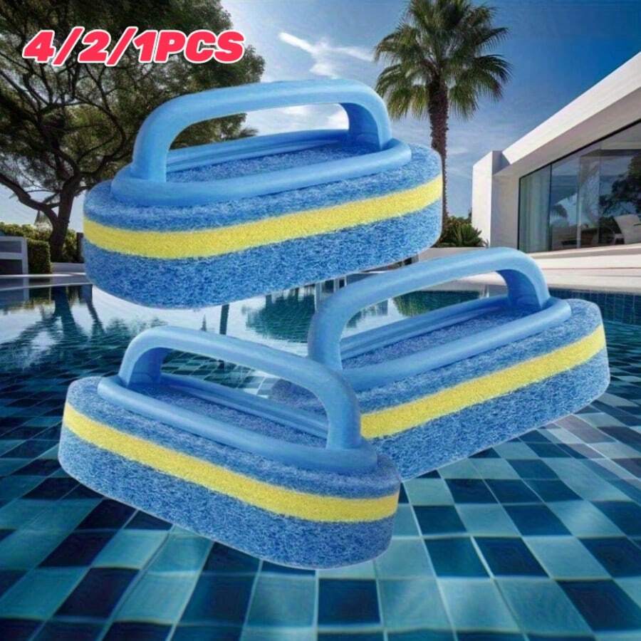 4/2/1pc Set - Premium Pool Cleaning Brush - Manual Non-Electric Polypropylene Handle Sponge Brush, Suitable For Pool Walls And Tiles, With Accessory Handle - Cleaning Brush - View 1
