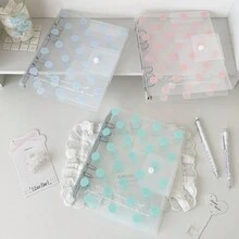 1pc INS Style Polka Dot Snap Button A5 Loose-Leaf 4-Grid Photo Card Album, With 10 Inner Pages Highly Attractive Photo Album Card Holder - Multicolor - View 9