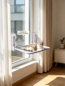 Cat Window Hammock, Wireless Cat Perch, Foldable Sturdy Lounger, Upgraded Suction Cups, Easy To Assemble, Indoor Cat Bed, Holds 55 Lbs, All Seasons, Breathable Soft, Gift, Present, Celebration - 52*30cm - View 4