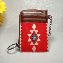 Mini Retro Geometric Pattern Short Wallet, Clutch Bohemian Style Coin Purse, Women's Credit Card Case - Multicolor - View 9