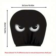 2pcs Funny Angry Eyes Print Car Headrest Covers, Black Cartoon Face Car Seat Headrest Protector, Holiday Costume Prop Mask - Black - View 6