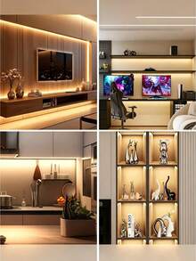 USB COB LED Strip Light With Touch Dimmer Switch, 5V Flexible Self-Adhesive LED Tape, Stepless Dimmable Uniform No Spot Lighting, Cuttable TV Backlight Ambient Light For Bedroom Cabinet Home Decor - Touch - View 6