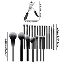 20pcs And 1pc Gift Makeup Brushes Set, Soft Dense Cosmetic Brushes For Foundation Powder Blush Eyeshadow Concealer Contour Highlight, Complete Face & Eye Makeup Brush Kit, Handles For Makeup Beginners And Daily & Party Makeup Application - Black - View 3