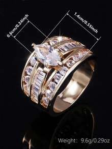 1pc Elegant Cubic Zirconia Ring, Women's Wedding Anniversary Accessory Gift - 1# - View 7
