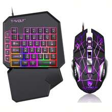 Single-Handed Keyboard Combined With Gaming Mouse, Compatible With Android, 35 Game-Specific Keys, RGB Lighting, Membrane Keyboard, Ergonomic Design, Automatic Pressing Function, Long-Lasting Comfort, Small Left-Handed Mouse Set - View 14