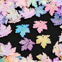 50Pcs Thanksgiving Maple Leaf Acrylic Pendants, 20mm AB Color Fall Leaf Charms, Colorful Autumn Loose Beads For DIY Jewelry Making & Crafts Supplies - Random Color - View 4
