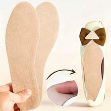 2pcs Soft Ultra-Thin Breathable Self-Adhesive Anti-Slip Sweat-Absorbing Insoles Suitable For High Heels, Sandals, Shoes - Beige - View 1
