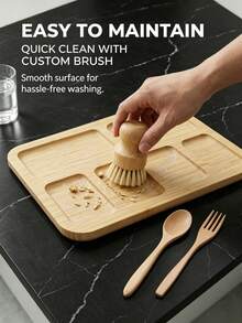 1pc New Creative Bamboo Snack Tray (No Lid), Fruit & Nut Platter, Large Bamboo Serving Tray, Cheese Board, Coffee & Tea Tray, Fruit Bowl, Party & Dinner Plate, Candy Tray, Suitable For Wedding, Party, Event - One Size - View 8
