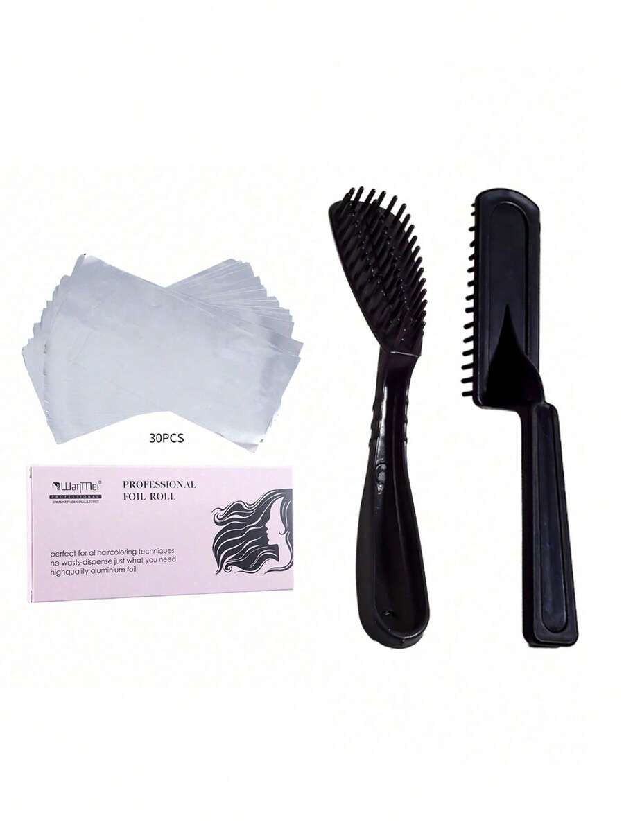 Professional Hair Coloring Kit, 30Pcs Hair Foil Sheets + Highlighting Comb + Dye Brush, Salon Hair Bleach & Balayage Highlight Tools For DIY Hair Dyeing - Multicolor - View 1