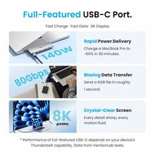 VENTION 6-In-1 Type-C Docking Station, Plug & Play Design | 8K@240Hz Display, 10Gbps High-Speed Data Transfer, 100W PD Fast Charging, Thunderbolt Compatible USB-C Hub - View 5