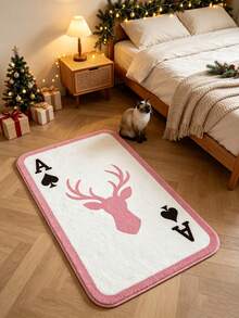 1pc Christmas Reindeer Ace Of Spades Doormat, Decorative Rug, Carpet, Living Room Rug, Bedroom Rug, Christmas Rug, Door Mat - Multicolor - View 3