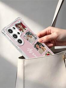 Personalized DIY Custom Photo 4-Image Text Transparent Anti-Drop Phone Case, Suitable For A26, S26, S26 Ultra, S25, S25 Plus, S25 Ultra, 17 Pro, 17 Pro Max, 17e, 18 Pro Max, 18, 10, 9, 8, 7, 6, Android Phone Custom Image Design Protective Case, Couple Friends Gift, Outdoor Carry - Clear - View 5