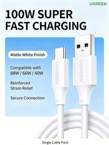 UGREEN L305 USB To Type-C Data Cable, 100W 6A Super Fast Charging, 10,000+ Bends Wear-Resistant, USB 2.0 40MB/S High-Speed Data Transfer - View 1