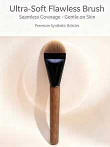 1pc Flat Head Foundation Brush With Wooden Handle, Soft & Seamless, No Makeup Absorption, Mask Brush, For Foundation Liquid & BB Cream, Beginner-Friendly, Portable Makeup Tool - Multicolor - View 8