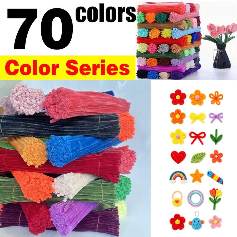 250/500pcs Yellow DIY Craft Kit: Chenille Stems For Party Decorations, Gift Wrapping And Holiday Crafting - Bulk Colorful Supplies