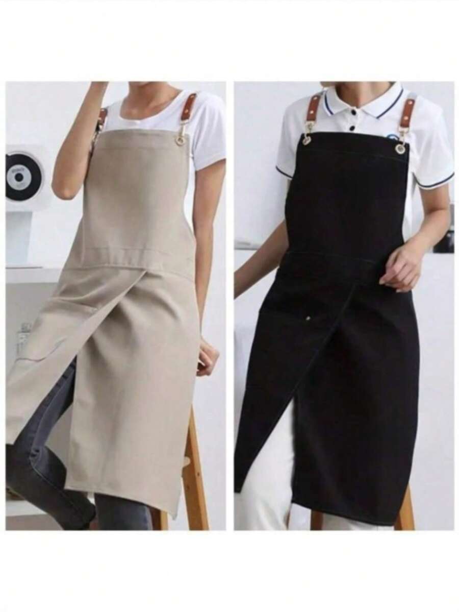 1 st förkläde i canvas med fickor – splitkjoldesign, praktiskt för rörelse, perfekt för restauranger, kaféer och blomsterbutiker - Multifärgad - Visa 1