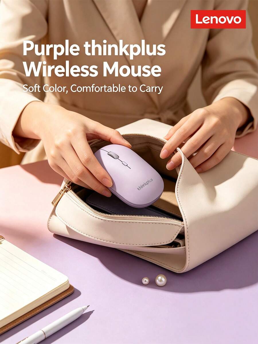 Lenovo Lightweight Wireless Mouse, Colorful LED Portable Office Mouse, Silent Mouse For Laptop And Desktop - View 1