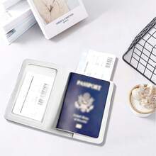 1pc Cute Duck Print PU Passport Holder, Gold Embossed Airplane Pattern Passport Cover, Portable Travel Wallet, Travel Accessory And Holiday Gift - Duck - View 3