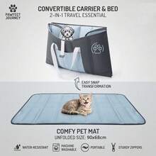 Waterproof Cat & Dog Mat, Multi-Functional Detachable Cat Carrier, Washable Pet Portable Bag, Suitable For Medium Cats And Small Dogs, All Seasons - Grey - View 2