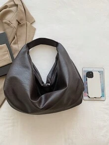 High End Fashionable Lazy Style Women's Tote Bag, Simple And Versatile PU Material Large Capacity Storage Shoulder Bag/Armpit Bag - Coffee Brown - View 8