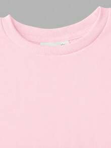 Sweet Pink Butterfly Print Girls Pullover Sweatshirt, Loose Fit Long Sleeve Top - Pink - View 4