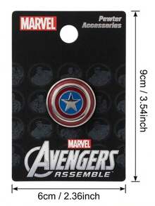 Monogram Avengers Official Shield Pewter Metal Pin Brooch, Classic Superhero Badge, Halloween Christmas Gift For Anime Fans 1Pc - Blue - View 5