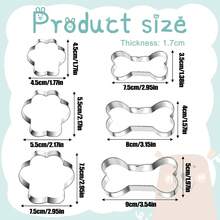 3pcs Stainless Steel Cookie Cutter Set, DIY Cake Baking Dog Bone And Paw Print Shape Molds, Pet Treat Cookie Cutter Tools, For Home Kitchen Use - Multicolor - View 2
