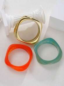 Set Gelang Manset Lebar Bohemian Vintage 3/1pc untuk Wanita, Cocok untuk Pemakaian Sehari-hari, Liburan, Perjalanan, Pesta, Padu Padan, Dapat Dipakai Sepanjang Tahun - MultiWarna - View 6