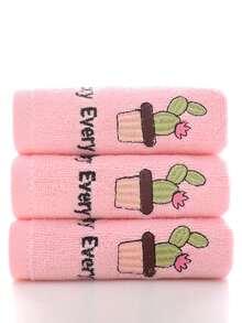 1/3 Pack 9.8*19.7 Inch 100% Pure Cotton Cactus Embroidered Hand Towel, Thickened Skin-Friendly Soft Face Towel, High Absorbency, Suitable For Shower, Kitchen Hand Drying, Makeup Removal, School, Travel And Daily Home Use - Pink - View 12