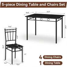 Dining Table & Chair Sets - Black - View 8