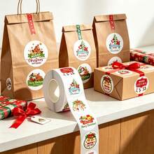 2 Rolls 1000 Pcs Christmas Gift Tags Stickers, Merry Christmas To‑From Self Adhesive Present Labels, 12 Festive Designs Xmas Name Stickers For Gift Wrapping, Stocking Stuffers, Holiday Treat Jars, Gift Bags - 1 Roll Each for 2 Styles - View 2