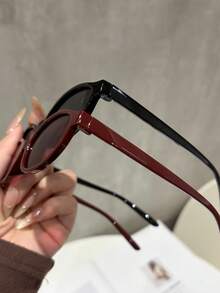 2對新款塑膠小橢圓多色復古便攜時尚百搭女款眼鏡，經典永恆，適合街頭攝影、熱帶海灘度假、音樂節，適合所有臉型 - 2pcs 黑灰酒紅組合 - 查看 3