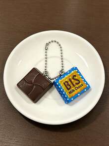 1pc Realistic Chocolate Keychain, Casual Food-Inspired Bag Charm, Sweet & Cool Backpack Pendant, Novelty Small Gift - Brown - View 7