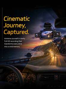4-Channel 360° Dash Cam, Front/Rear/Left/Right View, 3.16-Inch Screen, Built-In Night Vision, Sensitive Motion Detection Recording, Parking Monitoring, Reverse Assistance, 150mAh Battery - Dash Cam - View 3