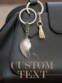 Custom Couple Keychains Personalized Engraved Heart Keyring Matching Magnetic Lovers Keychain Valentines Birthday Anniversary - Multicolor - View 8