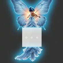 1pc Blue Light Violin Fairy Switch Sticker, Dreamy Butterfly Wings Outlet Self-Adhesive Decorative Sticker - Multicolor - View 2