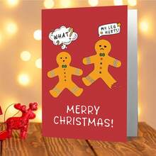 1pc Funny Gingerbread Christmas Greeting Card With Envelope - Holiday Wishes Card For Christmas Celebrations, Festive Christmas Card, Xmas Gift For Friends, Family & Coworkers - A - View 3