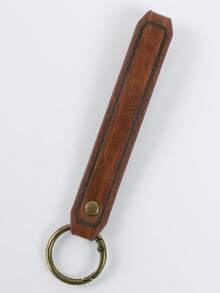 1pc Vintage PU Leather Keychain Pendant, Bronze Metal Key Ring, Medieval Renaissance Waist Key Hanger, Viking Cosplay Unisex Costume Accessory, Halloween Accessory - ZSJ - View 3
