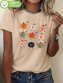 Lucu, Gaya Preppy, Motif Musim Gugur, Mode Musim Gugur yang Ceria, Desain Thanksgiving, Halloween. Pakaian Musim Gugur untuk Wanita - Aprikot - View 3