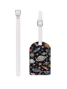 1pc Cute Angel Wing & Star Polka Dot Luggage Tag, PU Leather Suitcase ID Name Address Tag, Travel Accessory Easy To Identify - Multicolor - View 10