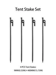 2PCS.4PCS. 9mm Thick Steel Tent Stakes, 200mm To 400mm Multiple Sizes Available, Heavy Duty Tent Pegs With Hook, Suitable For Snow And Multi-Terrain Outdoor Camping Ground Stakes - Black - View 12
