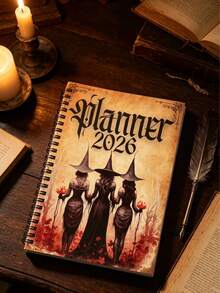 2027 Witch Planner - Gothic Magic Diary, Suitable For Rituals, Dream Tracking, Gratitude, Emotions And Reflection | Undated A5 Witchcraft Organizer With Spiral, Phase Design And Spell Planning | Durable Witch Notebook, Spell Book - A - View 2