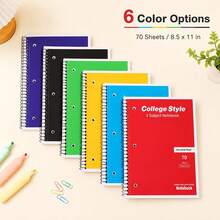 70 Sheets Lined Notebook, Multi-Color Options, Large Size Vintage Style Tear-Off Loose-Leaf Notebook, 8*10.5inch, Student Daily Study Notes Register, Back To School Essential Large Notebook - Multicolor - View 7