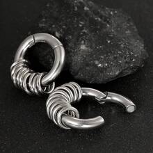 1pc 6mm Vintage Gothic 9-Ring Ear Gauge Expander 316L Stainless Steel Ear Stretch Piercing Jewelry Unisex - 1314 - View 7