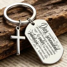 Spanish Serenity Prayer Keychain With Cross Charm, Christian Inspirational Keyring, Religious Gift For Women Men - Multicolor - View 7