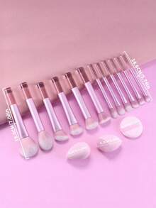 Pink Makeup Tool,Loose Powder Brush Blush Brush Foundation Brush Eyeshadow Brush Blending Brush Contour Brush , White Powder Puff - Pink - View 10