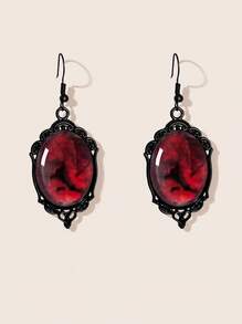 Valisandre 2pcs Gothic Style Whimsigoth Red Mirror Exaggerated Dangle Earrings, Suitable For Daily, Party, Gathering Wear, Women's Surprise Gift - Multicolor - View 3
